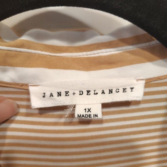 Jane & Delancey Women's Rayon Striped Button Down Long Sleeve Shirt Sz 1X Career - Picture 2 of 7